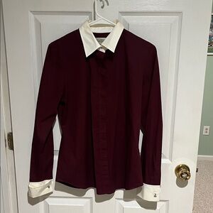 Banana Republic Maroon and White Dress Shirt